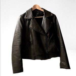 FOREVER 21 Leather Jacket in Khaki